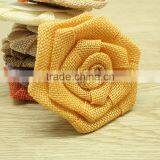 Round Flat Burlap Flower Cute Phone Back Applique, Women Waistband Decorated Flower Accessories