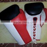 Boxing gloves with laces Professional Boxing Gloves RED black and white