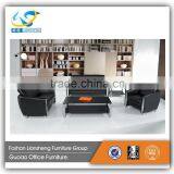 2016 Newest Style Secitonal Stainless Steel Base Black PU 1+2+3 Office Furniture Sofa Set 750 thumbnail-1