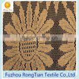 Royal Yellow Nylon Knitted Gole Lines Sunflower Net Lace Fabric for Dress thumbnail-2