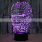 IRON MAN Shape Skull 3d Illusion Lamps Acrylic Indoor USB + Battery Operated Decorative Led Night Light thumbnail-4