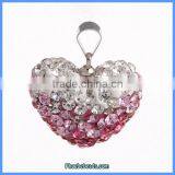Wholesale Custom Made Mix Colors Heart Rhinestone Necklace Pendant CPP-H002B thumbnail-1