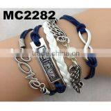 Cheap Personalised Braided Leather Rope Infinity One Direction Bracelets thumbnail-6