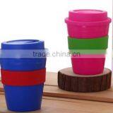 Eco-friendly 12OZ Double Wall Plastic Coffee Cup With Silicon Heat Band thumbnail-1