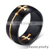 Wholesale Two Tone Black Plated Stainless Steel Cross Ring