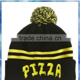 black and yellow stripe knit cap hat beanie/custom bobble beanie/acrylic hat