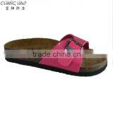 2016 Women Cork Slipper New Design Pink PU With Hasps Cheap Simple Fashion Cork Slipper