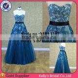 Blue Lace Applique With Black Belt Sexy Aqua Blue Wedding Dresses thumbnail-1