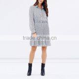 Apparel New Arrivals Autumn Herringbone Woman Long Sleeve Pleated Casual Dress thumbnail-6