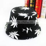 2016 New Fashion Hip Hop Green White Leaf Print Fishing Caps Weed Bucket Hats For Mens thumbnail-4
