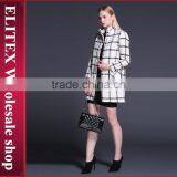 2015 Newest Black Plaid Straight Lady Overcoat Warm Winter Dress With Pocket thumbnail-6