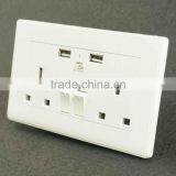 UK Standard Electric Double Power Points Wall Switch With Usb Socket thumbnail-5