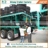 Inexpensive 20ft 40ft Flat Bed Semi-trailer High Quality Tri-axle Flatbed Truck Trailer thumbnail-3
