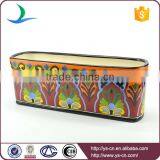 YSfp0008 Hot Sale Rectangular Ceramic Flowerpot With Handprint Design thumbnail-2