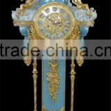 Emperial Cellectable World Treasure Gold Plated Brass Engraved Table Clock, Noble Crown Turquoise Ceramic Decorative Desk Clock thumbnail-6