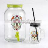 3L Happy Halloween Skull Glass Beverage Dispenser and Mason Jar thumbnail-2