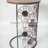 Wood Top "NEW" Circle Motif End Table Round Sofa Side Table thumbnail-3