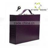 Leather Watch Organizer Storage Case Jewelry Box With Lock & Mirror thumbnail-2