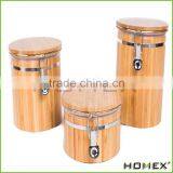 Bamboo Airtight Round Spice Jar Storage Canister Homex-BSCI Factory thumbnail-1
