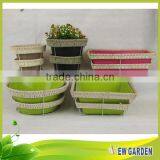 Garden Wholesale Rattan Woven Metal Frame Outdoor Oval Planter Flower Pots thumbnail-1