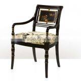 Classic Elegant Chinoiseries Painted English Style Solid Wood Dining Armchair With Beautiful Floral Fabric BF12-05274d thumbnail-1