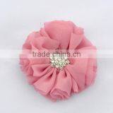 Handmade Chiffon Flower With Rhinestone for Kids Hair Accessories thumbnail-5