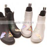 Special Grey Solid Color Unique Design Short Rain Boot for Women Female Lady Wellies Wellington Rain Boot Rainboot thumbnail-5