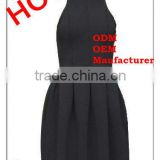 Top Fashion Design Tight Fit Top Flared Bottom Black Sleeveless Dress