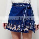 New Arrival Young Girls Embroidery Denim Mini Skirt Customized 2016 thumbnail-3