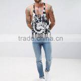 2017 High Quality New Design Summer Custom Black Gym Wear Comfortable 100% Polyester Fashion Men's Printing Sport Tank Tops thumbnail-4