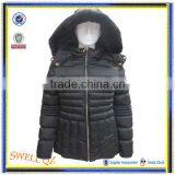 China Wholesale Lady Winter Padded Jacket With Fur Hood thumbnail-1