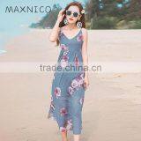 Maxnegio Beach Print Maxi Sexy Backless Summer Dresses thumbnail-1
