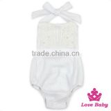 HYB147Lovebaby Wholesale 100% white cotton sleeveless cute newborn baby romper plain white cotton baby clothes
