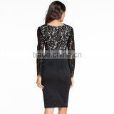 Professional Beautiful Sexy Package Hip Dresses Deep V Long Sleeve One-piece Dress thumbnail-4