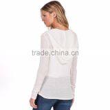 New Style Women White Fishnet V Neck Hoodies Wholesale thumbnail-2