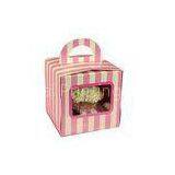 Stripe Pattern Side Window Portable Single Cupcake Box Trays Insert