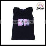 2016 Yawoo Fancy Black Short Sleeve Soccer Embroidery Patterns and Letters Latest Design Girls Top thumbnail-4