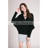 Women knitted bat sleeves 100% cashmere thicken loose style pullover sweater