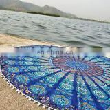 Indian Round Mandala Beach Throw Hippie Tapestry pom pom Yoga Mat Towel Bohemian Rug Round Mandala Wall Hanging picnic Wholesale