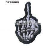 MIDDLE FINGER Iron On Embroidered Outlaw Biker Punk Patch,New Creeping Skeleton Patch Skull Finger Patch, thumbnail-3