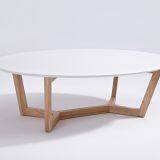 Reed White Round Wood Coffee Table thumbnail-3
