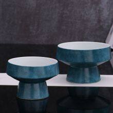 Chinese Hand Made Jingdezhen Blue Fruit Dessert Ceramic Tray Decoration Art For Home thumbnail-1