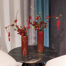 Light Luxury Chinese Electroplate Large Green Blue White Ceramic Vase For TV Bench Decor thumbnail-3