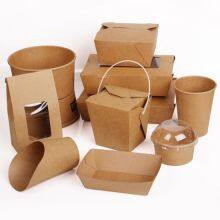 Eco Friendly Paper Containers for Food Packaging Takeaway Fast Food Brown Kraft Takeaway Packaging thumbnail-1