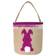 Amazon Hot Selling Easter Decoration Easter Egg Gift Bags Baskets Large Capacity Burlap Jute Toy Candy Tote Bags