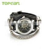 Mens Gothic Punk Rock Chain Skull Bullets Black Leather Watch LVB227 thumbnail-1