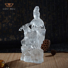 High Quality Tanwan Liuli Crystal Kwan Yin Bodhisattva Religious Buddha Statue thumbnail-2
