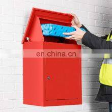 Metal Outdoor Wall Mounted Foldable Parcel Drop Box for Package Green Color Anti Theft Parcel Box thumbnail-4