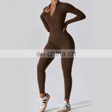 Quarter Zip One Piece Classic Jumpsuits Hot Sales Onesie Long Sleeve Leggings Sexy Rompers 78nylon 22spandex thumbnail-4