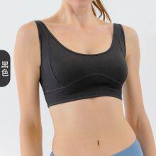 Detachable Molded Cup Denim Yoga Sports Bra for Women, Tight Fitting, Elastic, High-strength, Shock-absorbing, Gathered Fitness Bra thumbnail-2